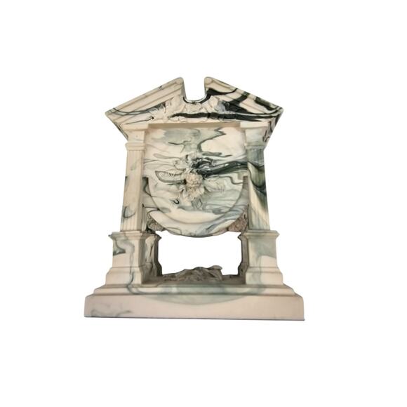 Large Aynsley Est 1775 Portlandware Green And Cream Marble Effect Mantel Clock - Picture 4 of 5